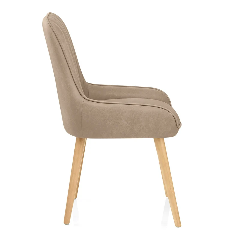 Chaise Bois Faux Cuir - Rosa Taupe