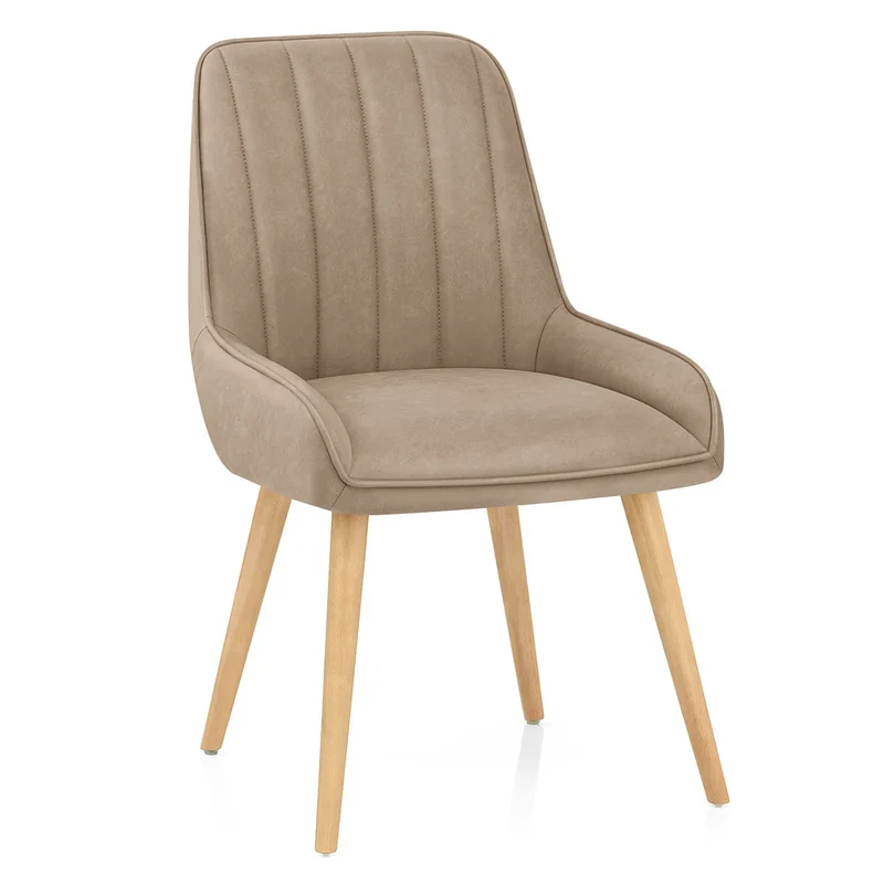 Chaise Bois Faux Cuir - Rosa Taupe
