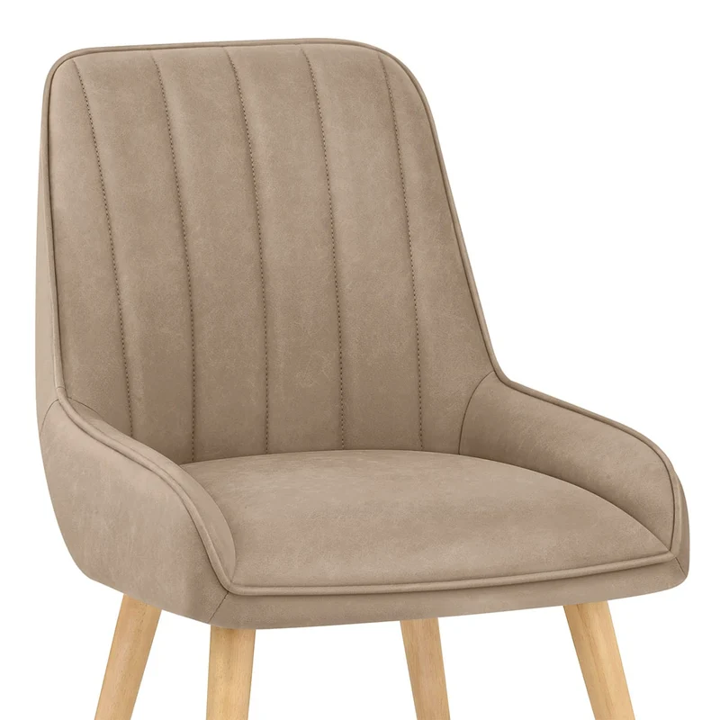 Chaise Bois Faux Cuir - Rosa Taupe