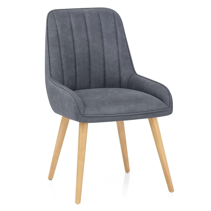 Chaise Bois Faux Cuir - Rosa Bleu