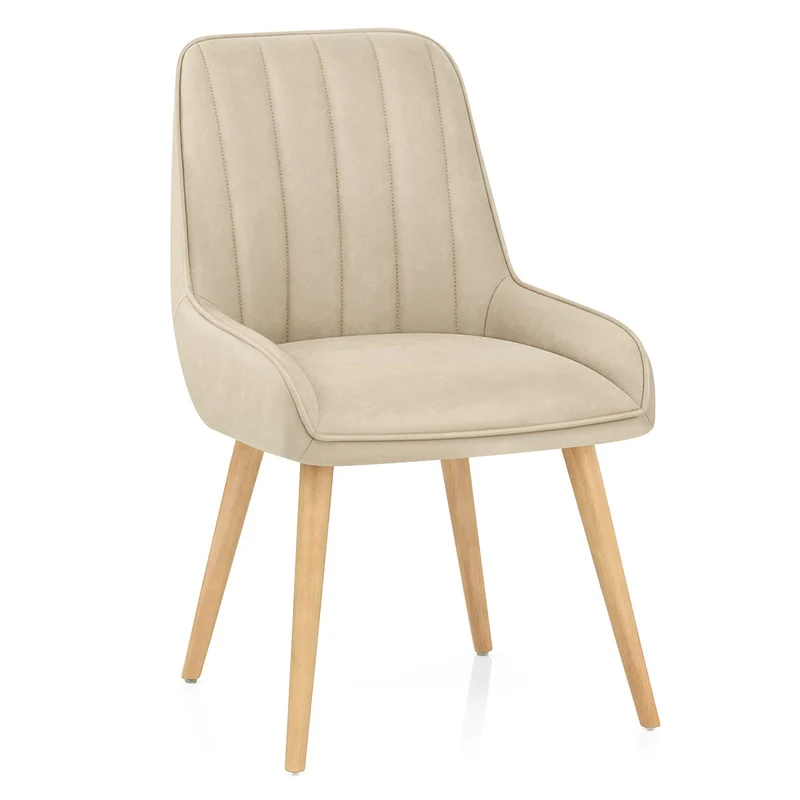 Chaise Bois Faux Cuir - Rosa Crème