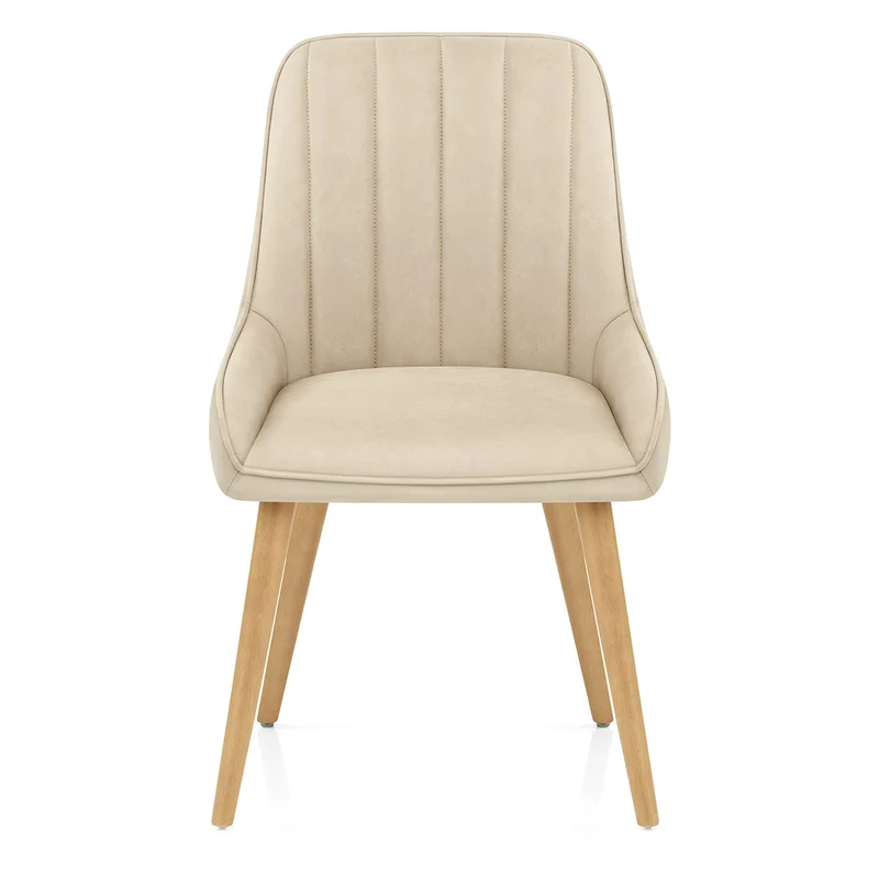 Chaise Bois Faux Cuir - Rosa Crème