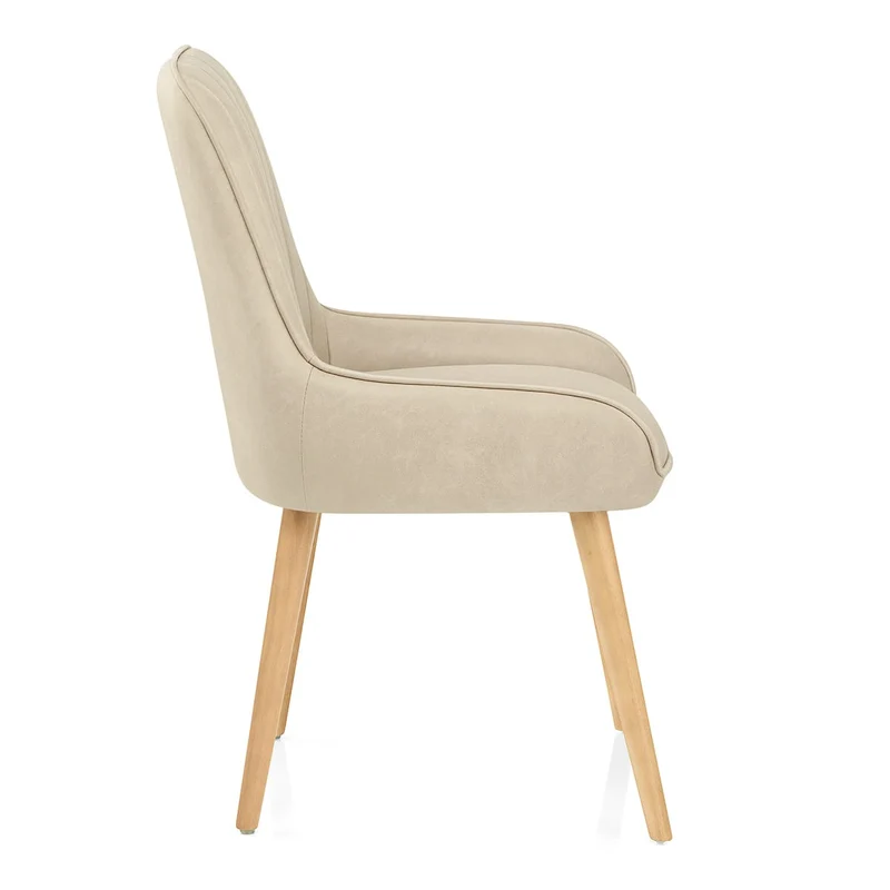 Chaise Bois Faux Cuir - Rosa Crème