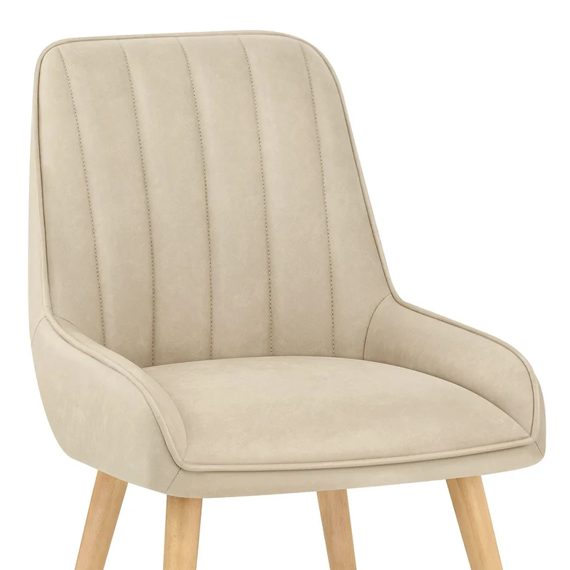 Chaise Bois Faux Cuir - Rosa Crème