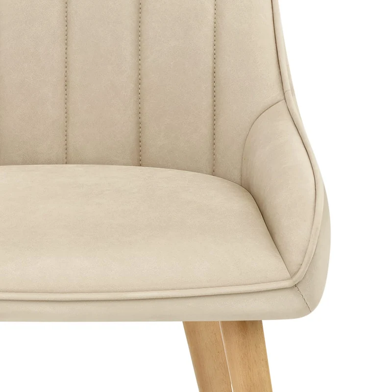 Chaise Bois Faux Cuir - Rosa Crème