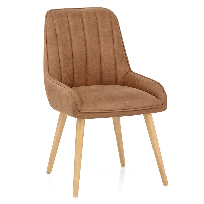 Chaise Bois Faux Cuir - Rosa Marron
