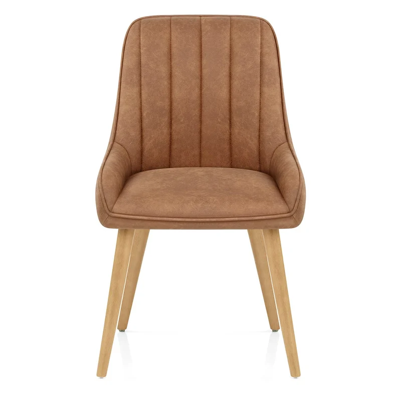 Chaise Bois Faux Cuir - Rosa Marron