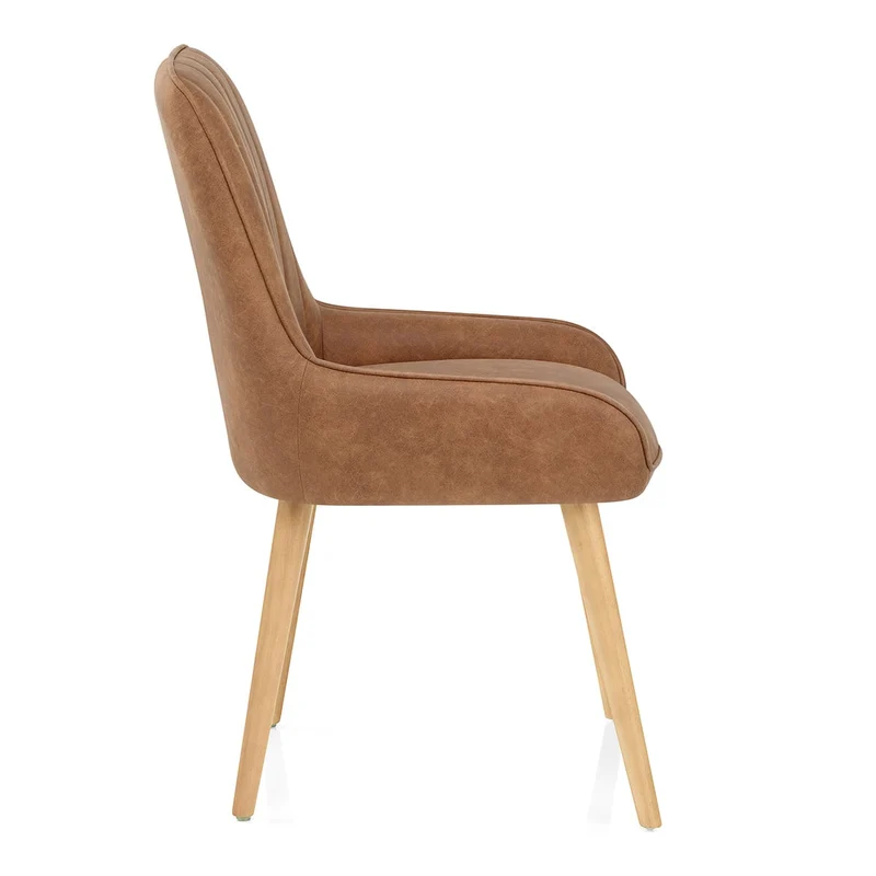 Chaise Bois Faux Cuir - Rosa Marron