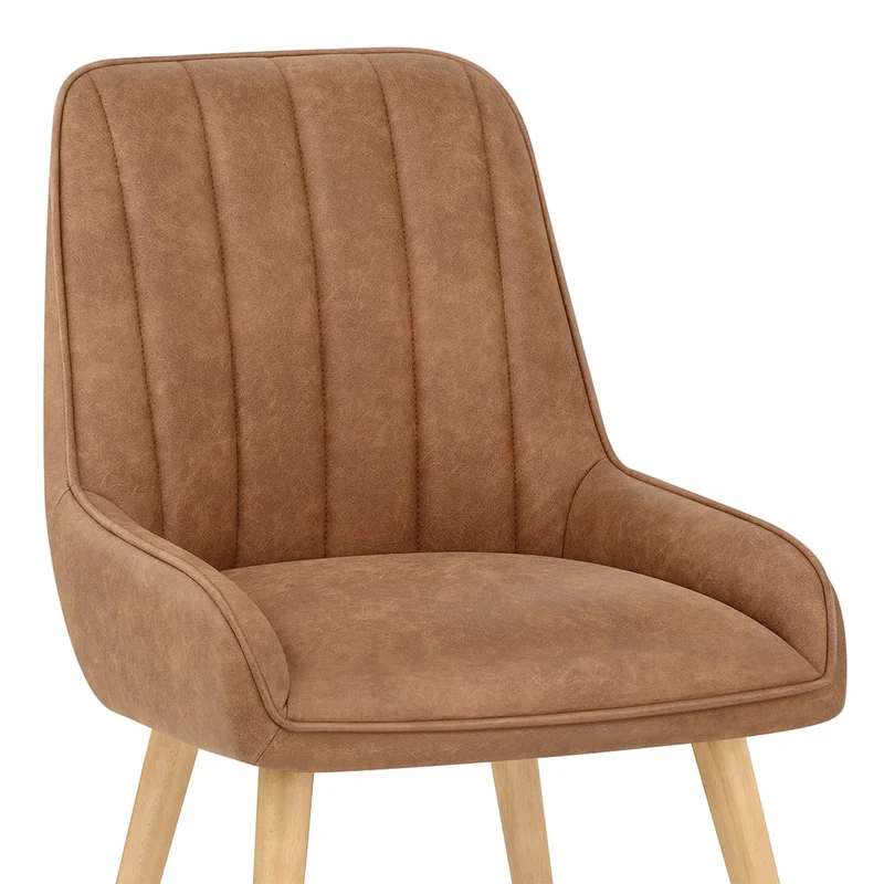 Chaise Bois Faux Cuir - Rosa Marron