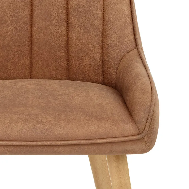 Chaise Bois Faux Cuir - Rosa Marron