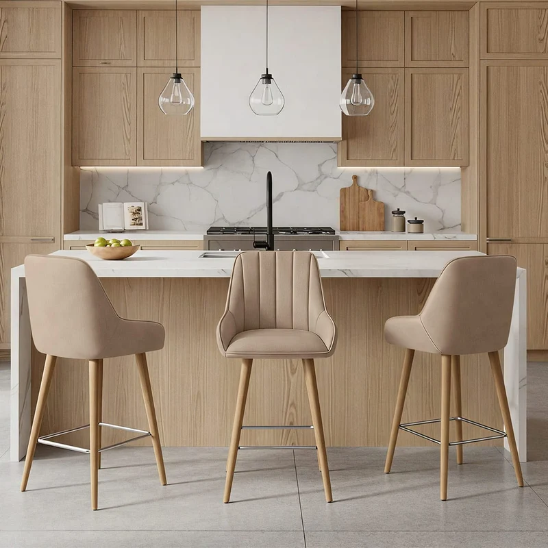 Tabouret de Bar Bois - Rosa Taupe