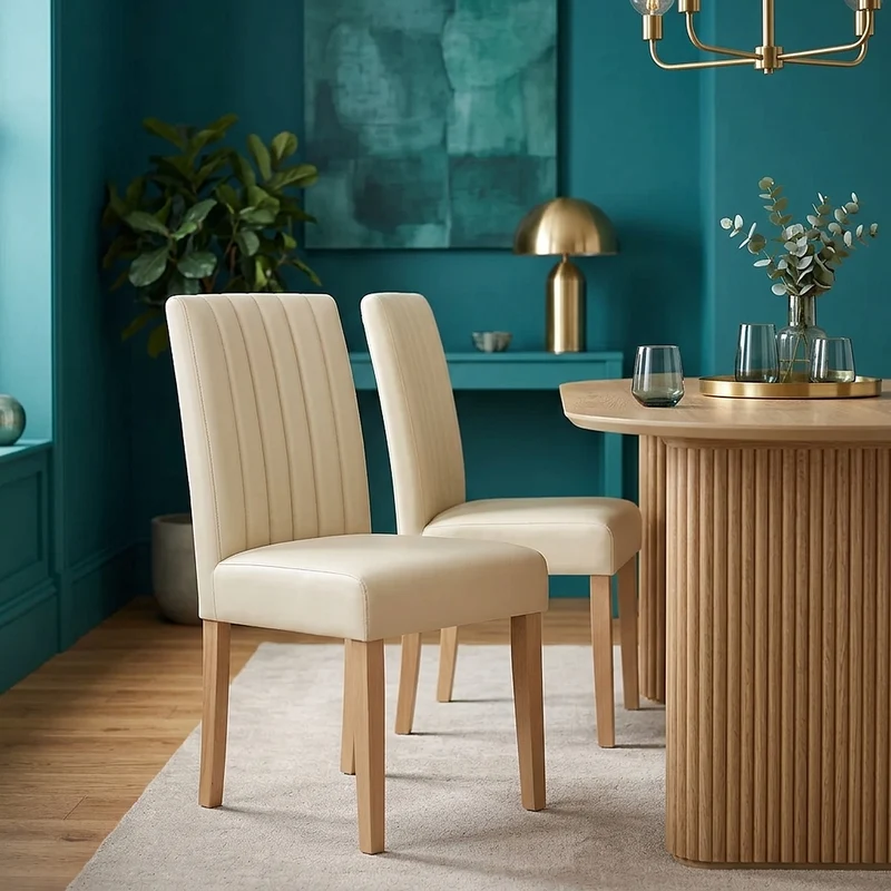 Chaise Cuir Véritable - Newbury Crème
