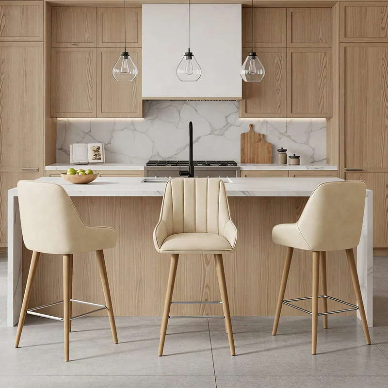 Tabouret de Bar Bois - Rosa Crème