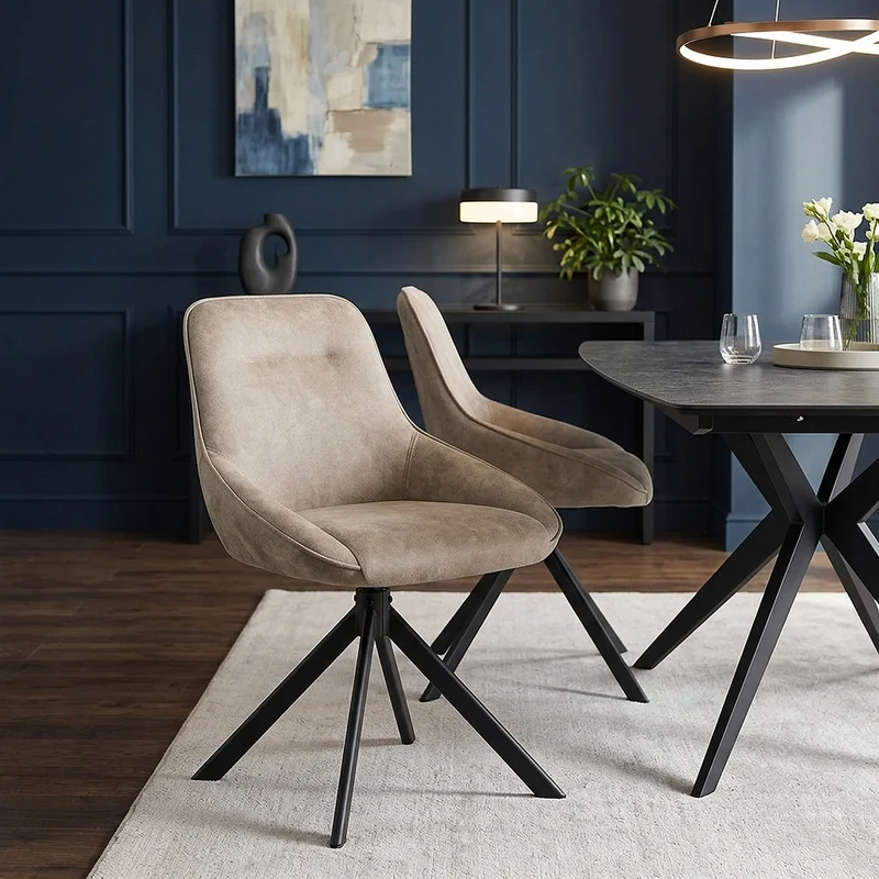 Chaise Faux Daim - Dante Taupe