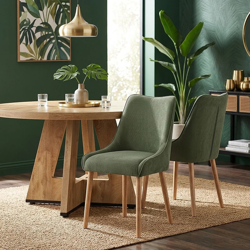 Chaise Tissu Bois - Isabella Vert
