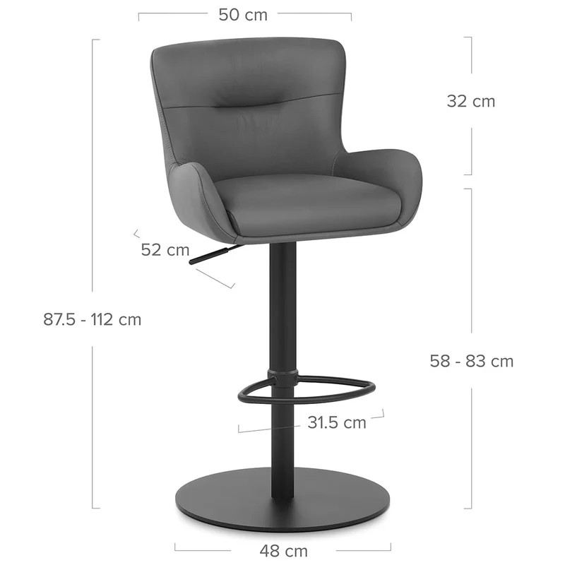 Tabouret Cuir Véritable - Faraday Gris Foncé