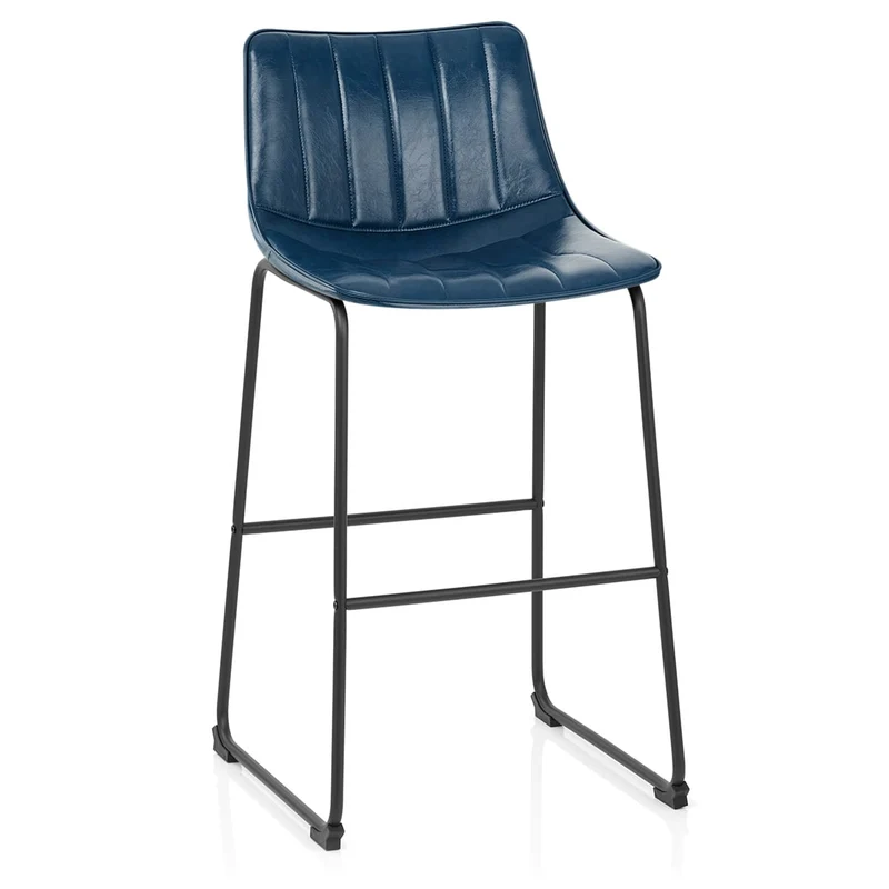 Chaise de Bar Faux Cuir - Tucker Bleu