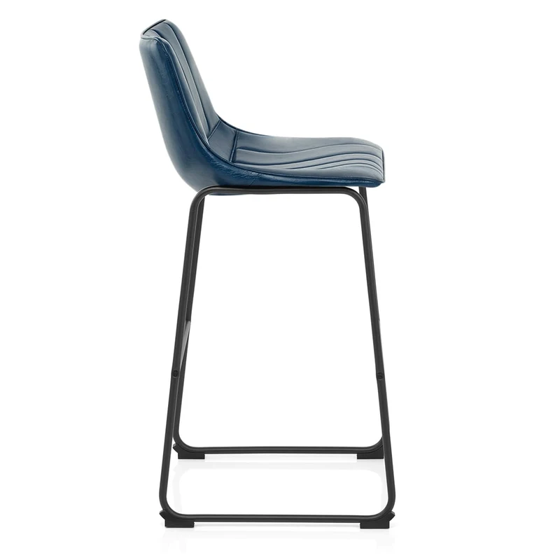 Chaise de Bar Faux Cuir - Tucker Bleu