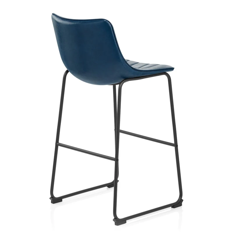 Chaise de Bar Faux Cuir - Tucker Bleu