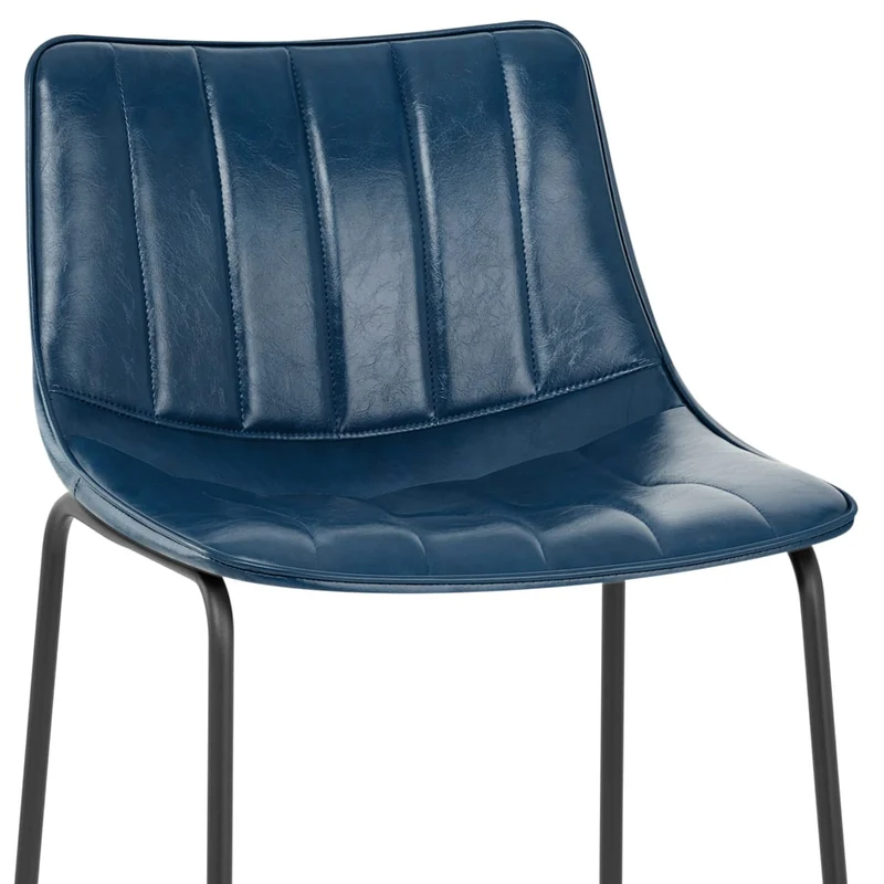 Chaise de Bar Faux Cuir - Tucker Bleu
