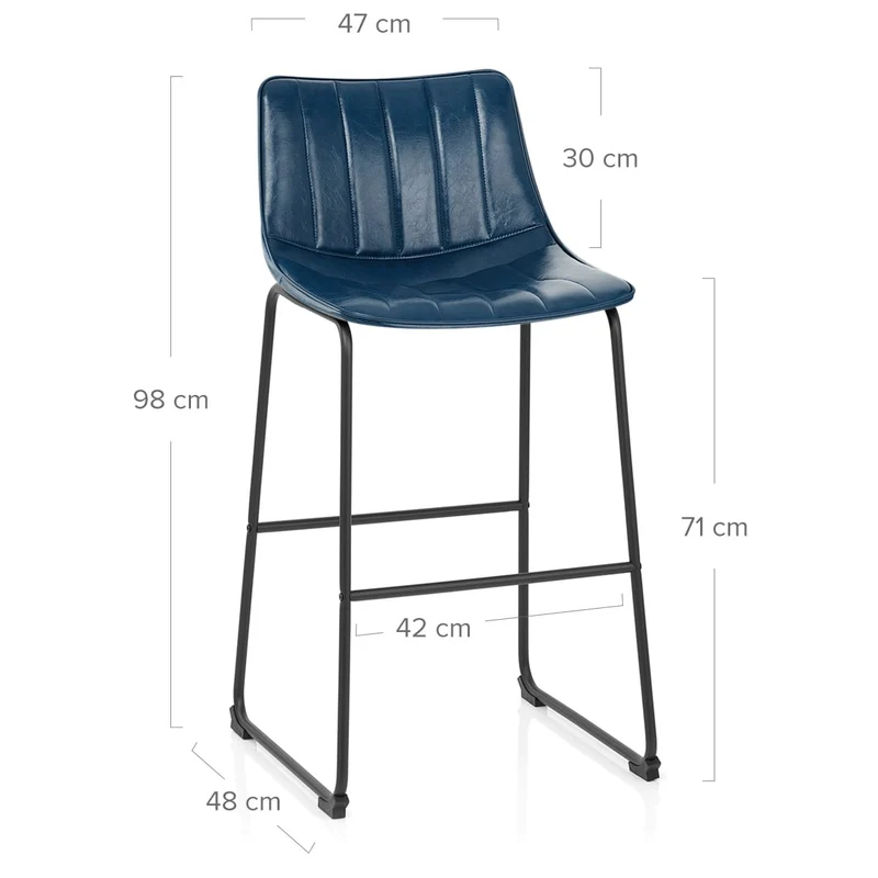 Chaise de Bar Faux Cuir - Tucker Bleu