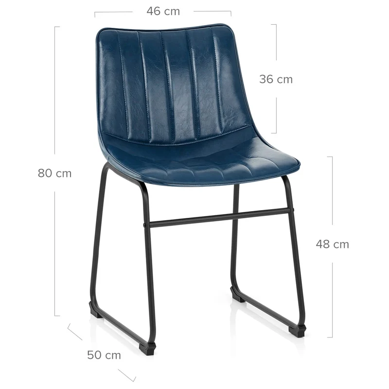 Chaise Faux Cuir - Tucker Bleu