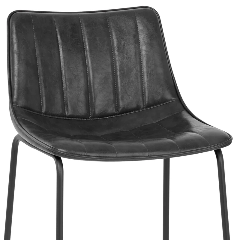 Chaise de Bar Faux Cuir - Tucker Noir
