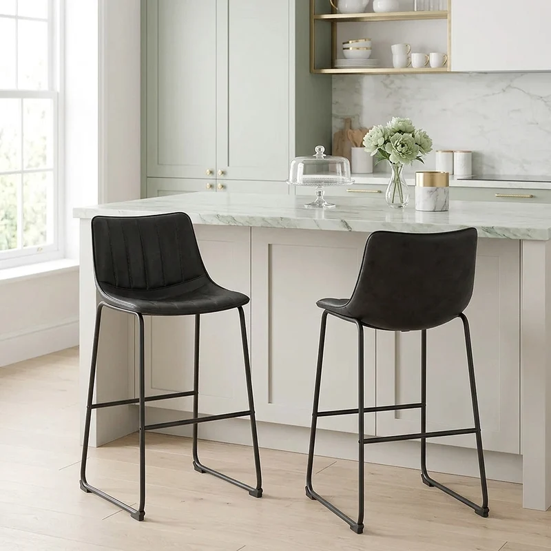 Chaise de Bar Faux Cuir - Tucker Noir
