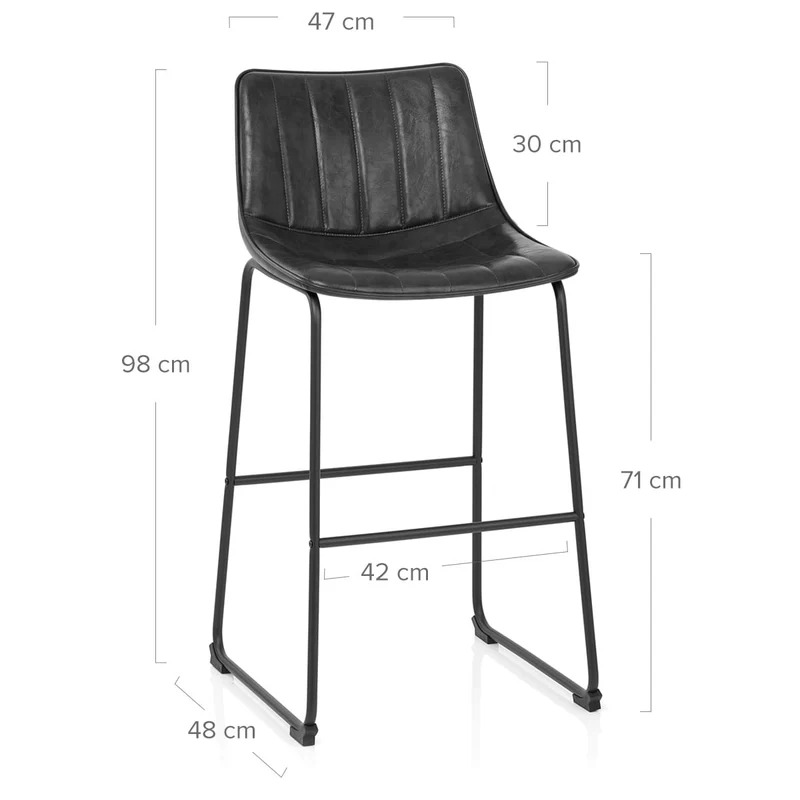 Chaise de Bar Faux Cuir - Tucker Noir
