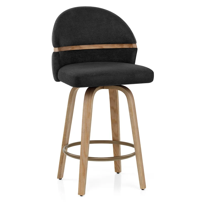 Tabouret Chêne Tissu - Odessa Noir