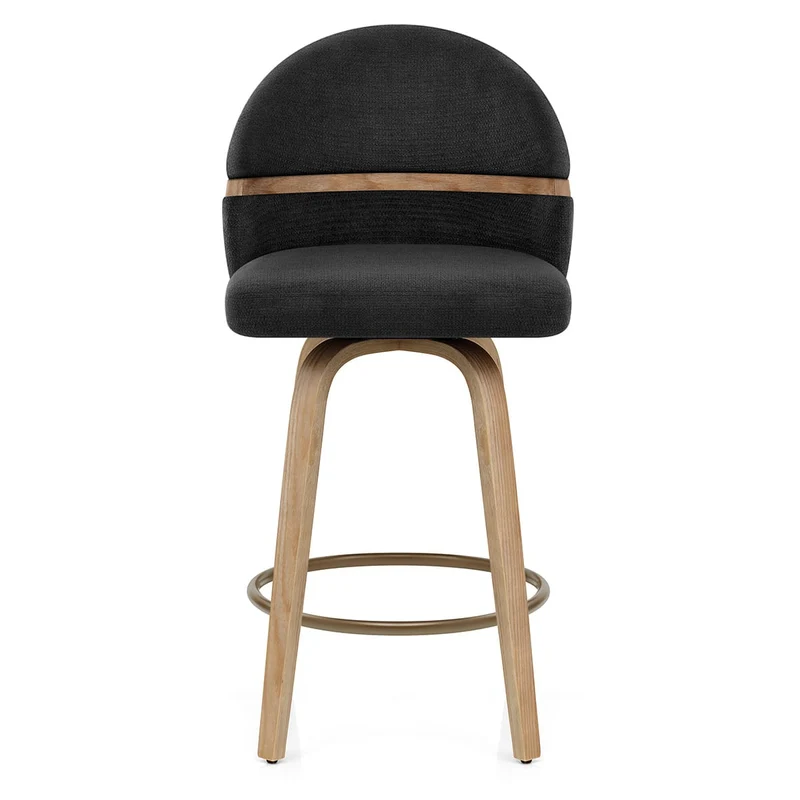Tabouret Chêne Tissu - Odessa Noir