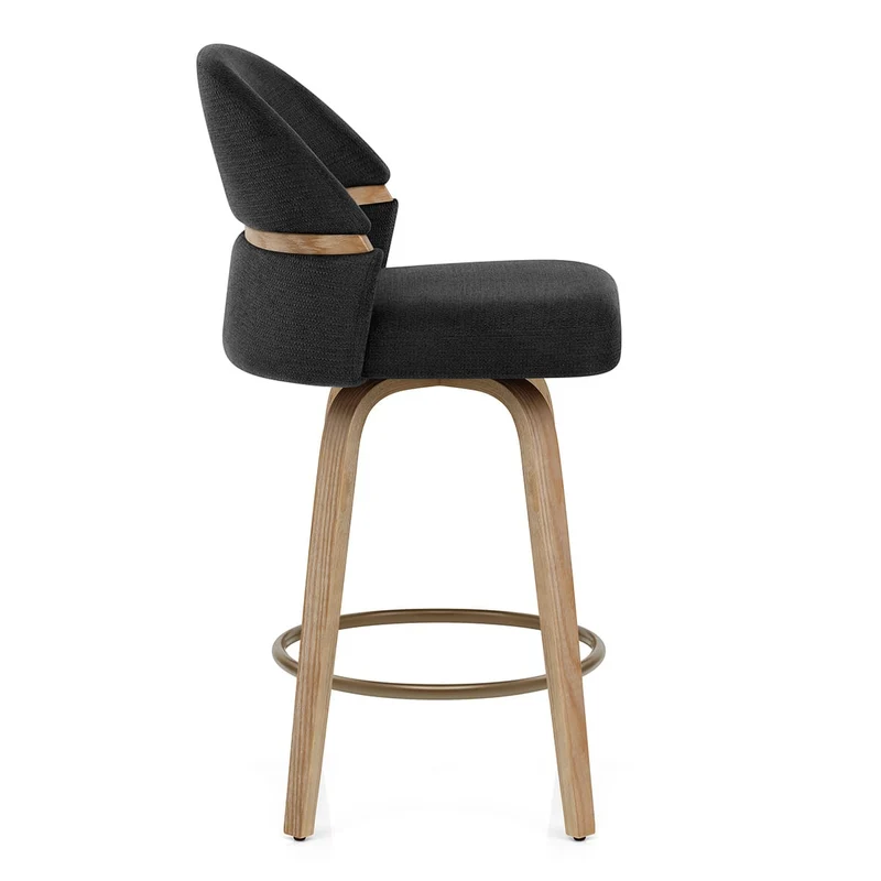 Tabouret Chêne Tissu - Odessa Noir