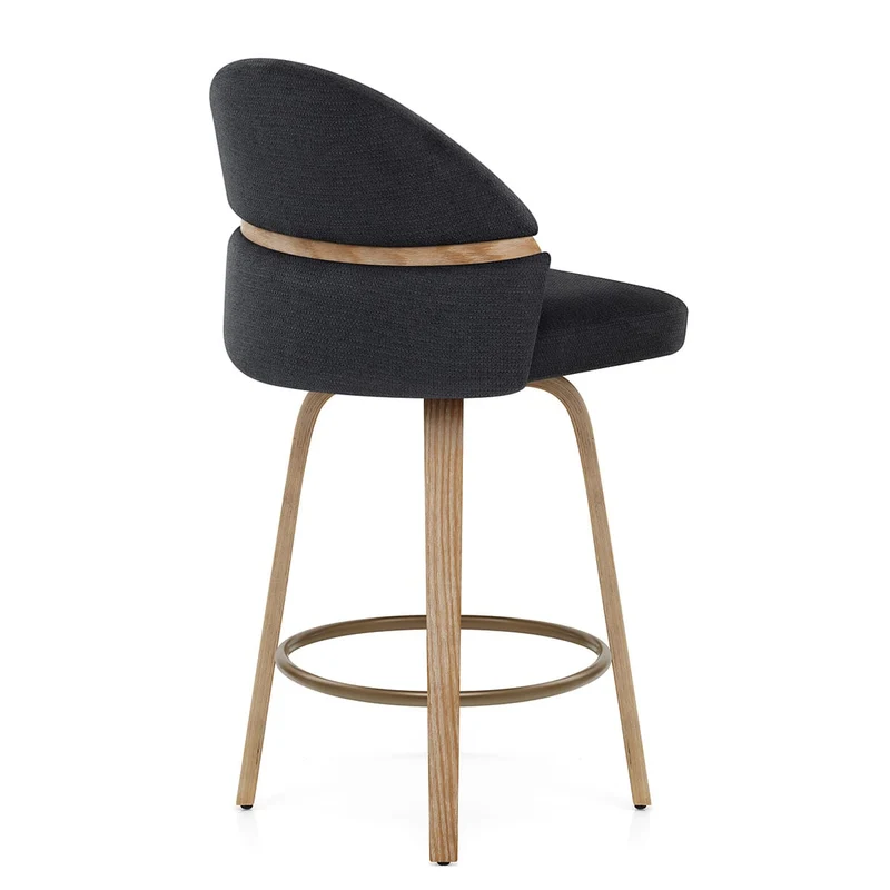 Tabouret Chêne Tissu - Odessa Noir