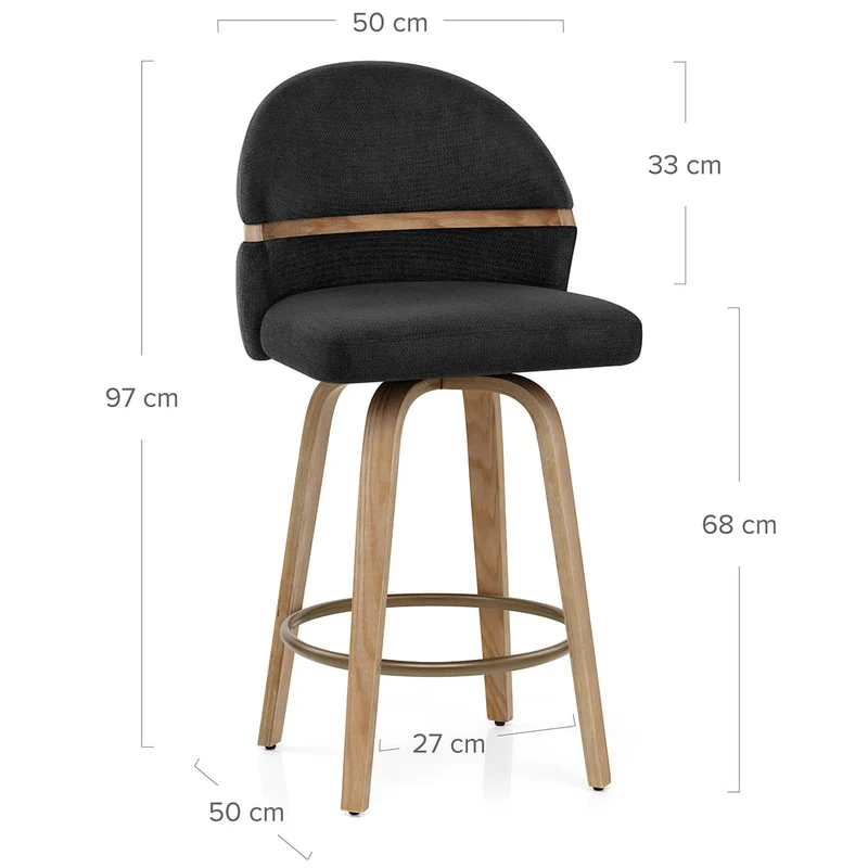 Tabouret Chêne Tissu - Odessa Noir