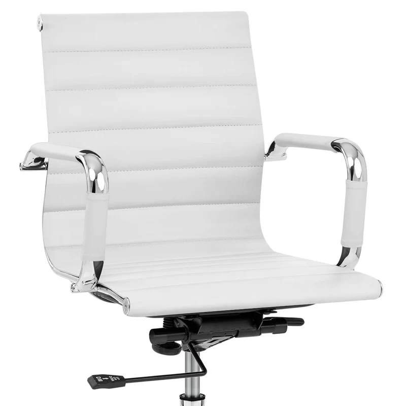 Chaise de Bureau Faux Cuir - Tek Blanc