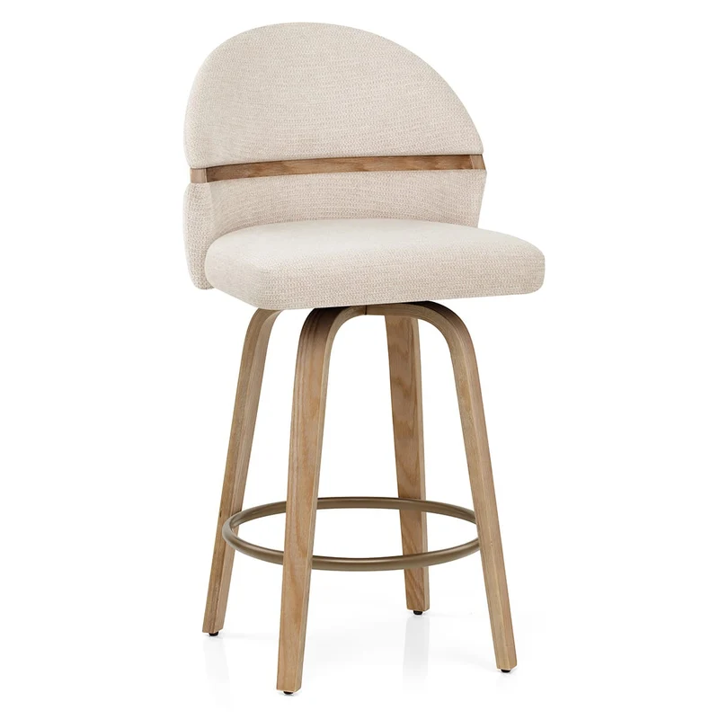Tabouret Chêne Tissu - Odessa Crème