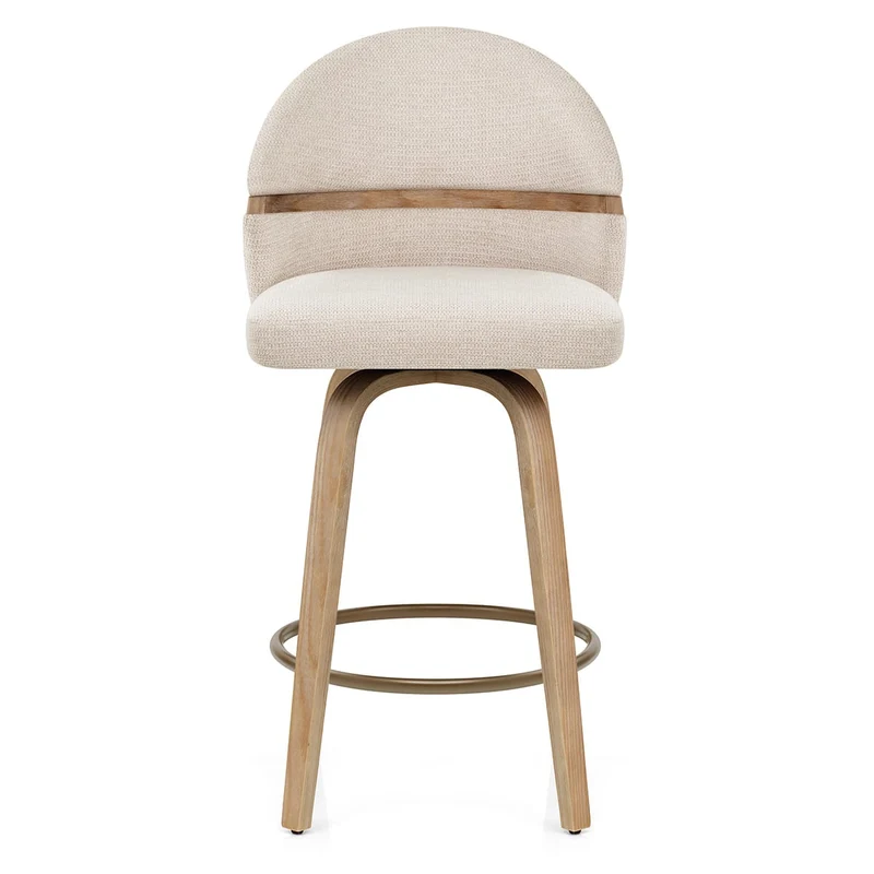 Tabouret Chêne Tissu - Odessa Crème