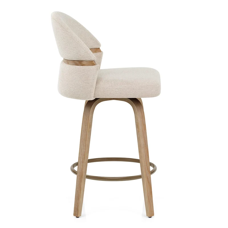 Tabouret Chêne Tissu - Odessa Crème
