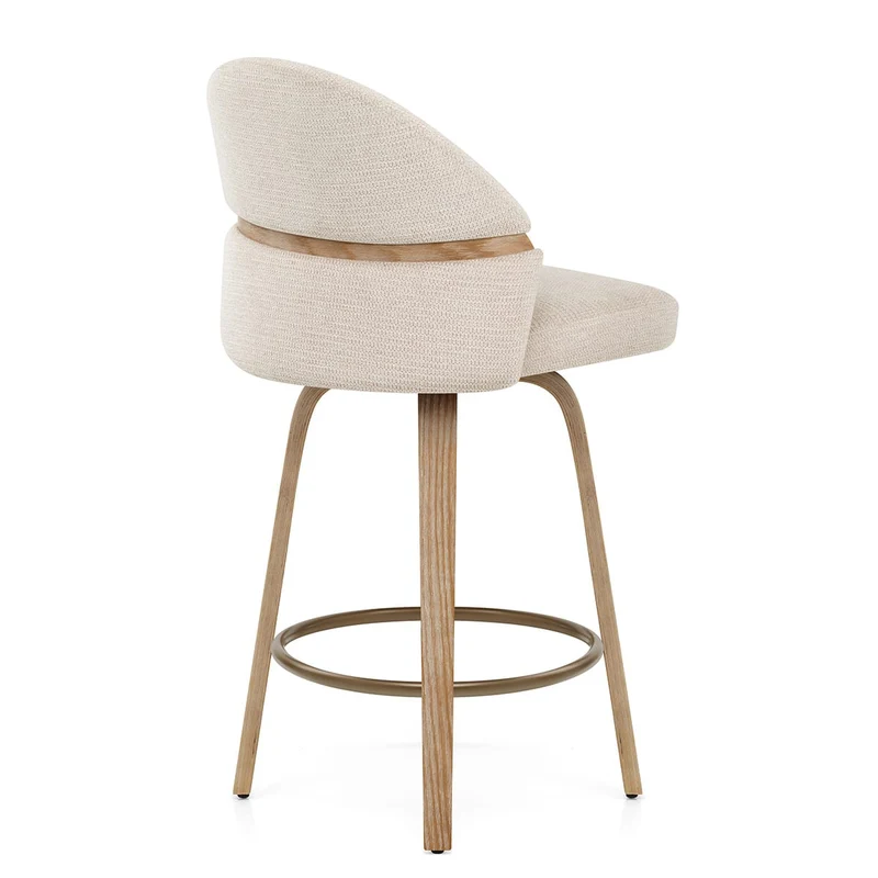 Tabouret Chêne Tissu - Odessa Crème