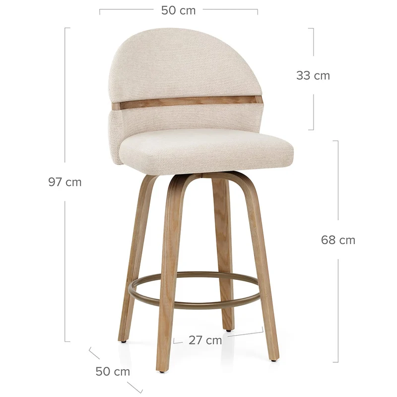 Tabouret Chêne Tissu - Odessa Crème