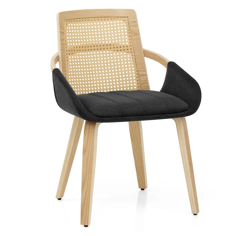 Chaise Bois Tissu - Cleveland Noir