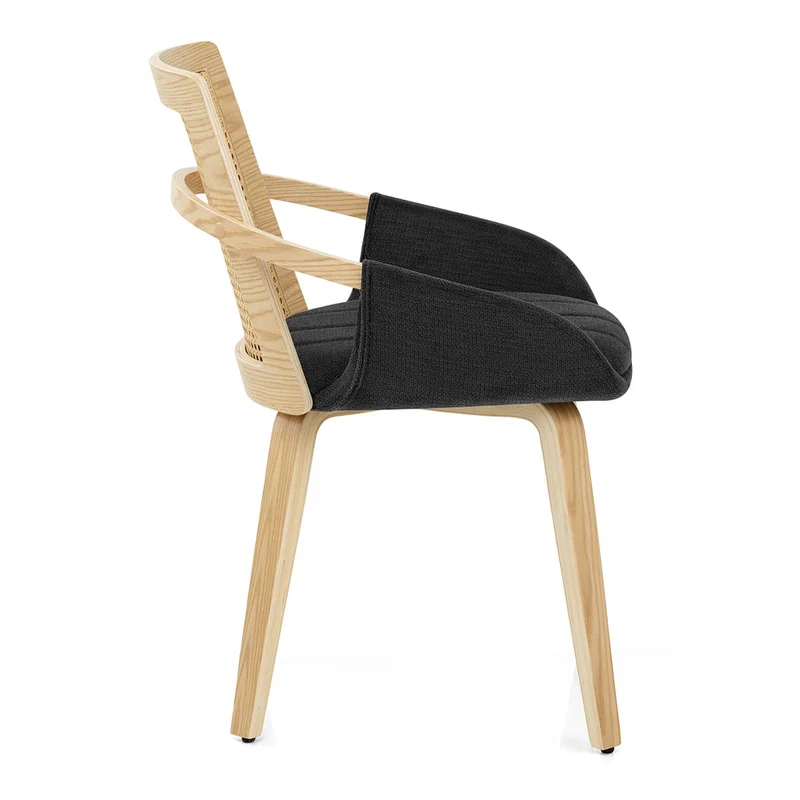 Chaise Bois Tissu - Cleveland Noir