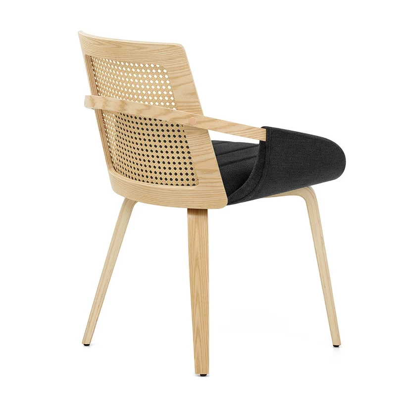 Chaise Bois Tissu - Cleveland Noir