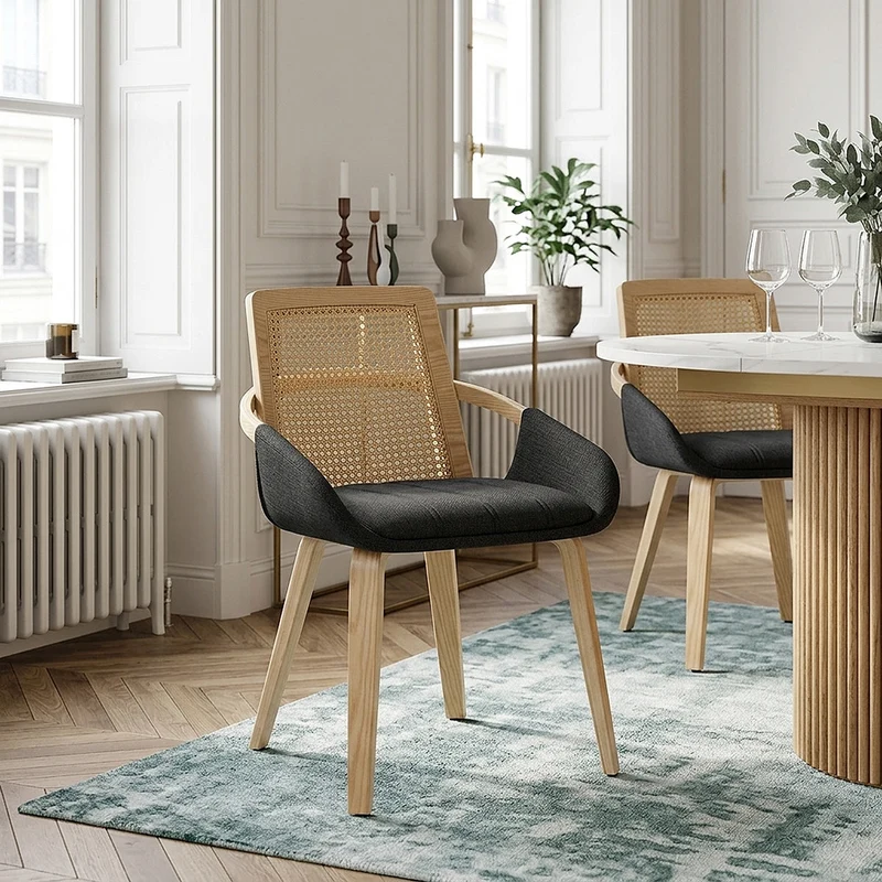 Chaise Bois Tissu - Cleveland Noir