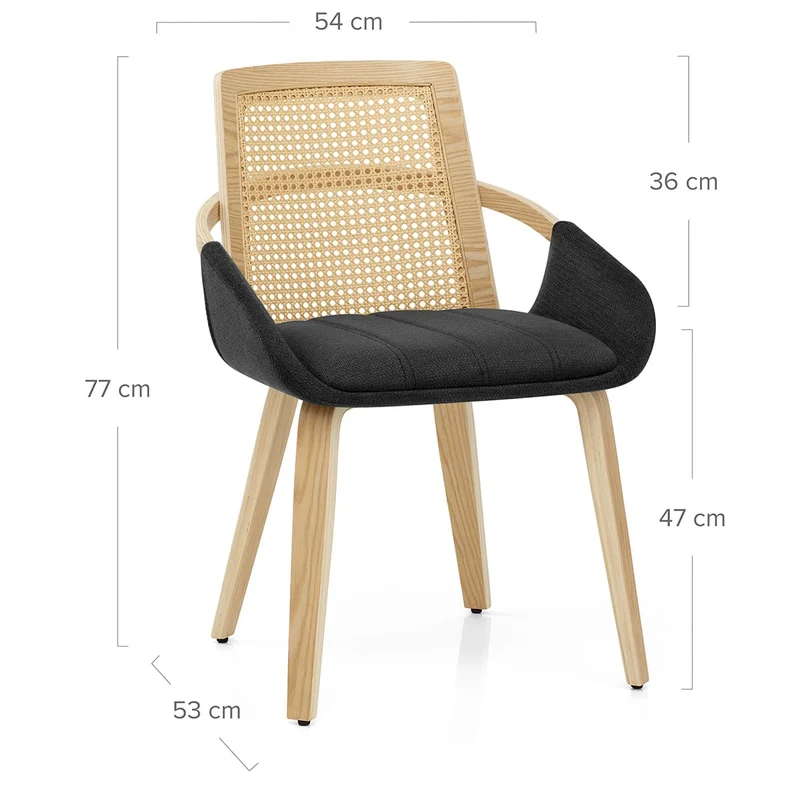 Chaise Bois Tissu - Cleveland Noir
