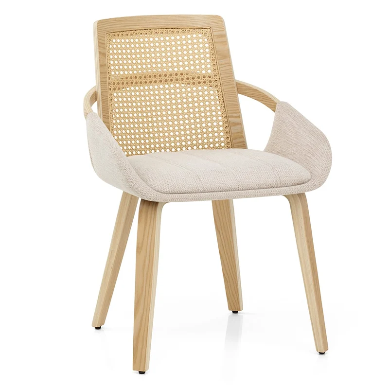 Chaise Bois Tissu - Cleveland Crème