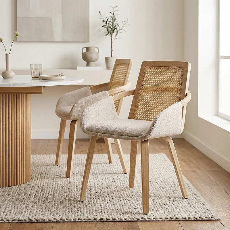 Chaise Bois Tissu - Cleveland Crème