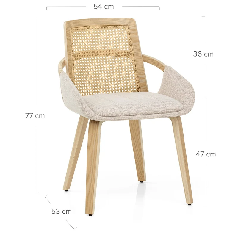 Chaise Bois Tissu - Cleveland Crème