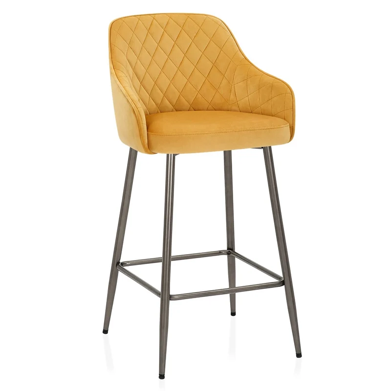 Tabouret de Bar Velours - Sydney Jaune