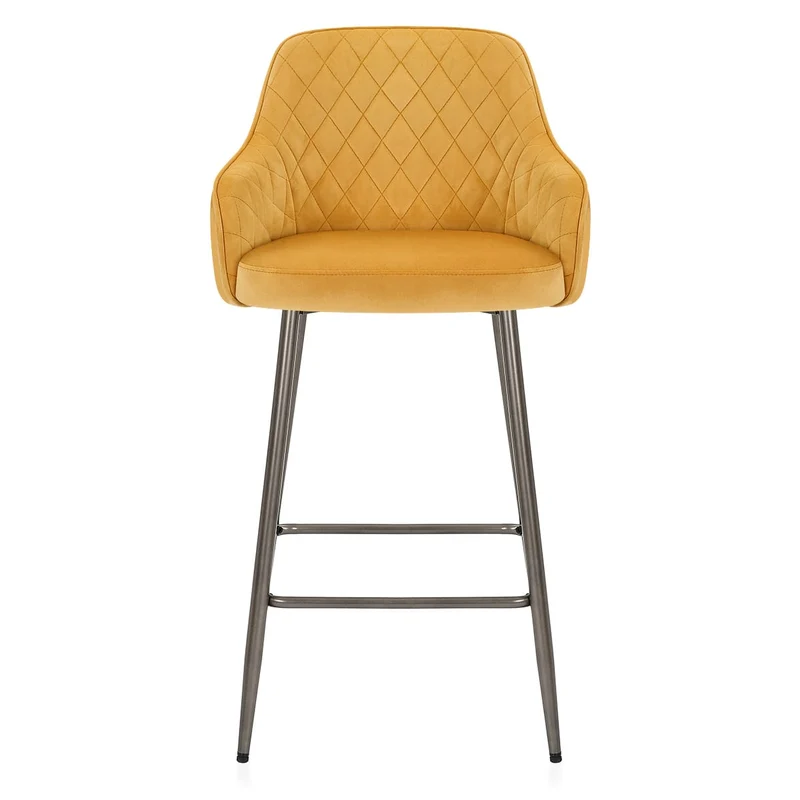 Tabouret de Bar Velours - Sydney Jaune